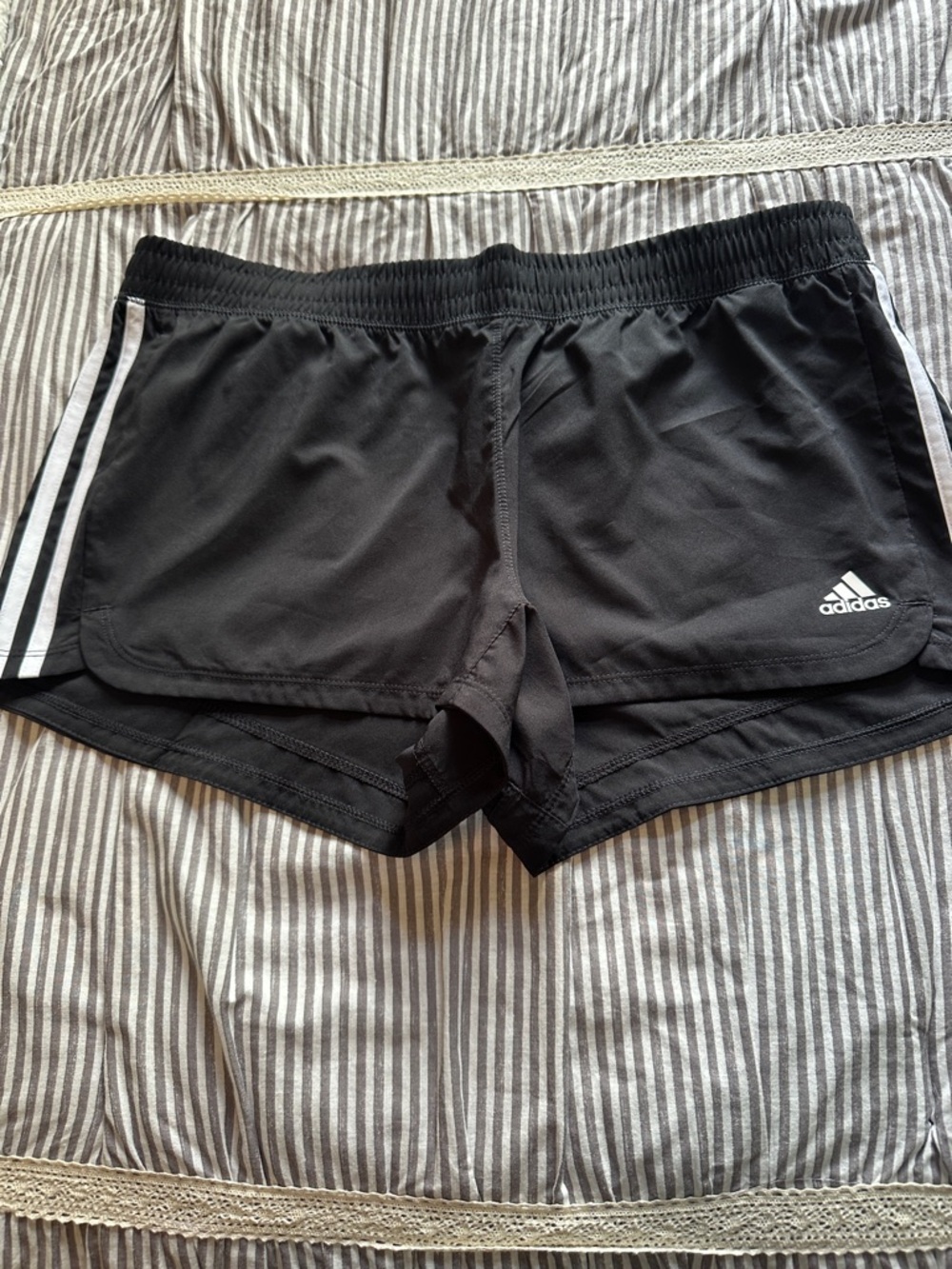 adidas Black Athletic Shorts with White Stripes